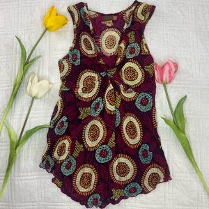 Vibrant Sleeveless Blouse - Burgundy and Teal